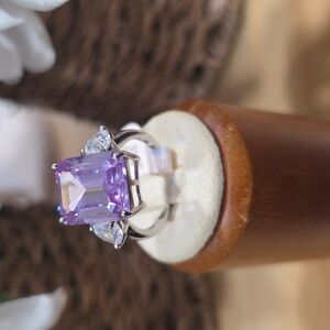 Maxine  925 Sterling Silver  Purple Amthyste &  Cz  Ring.